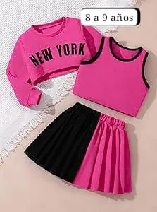 Conjunto 3 piezas · Fucsia y negro