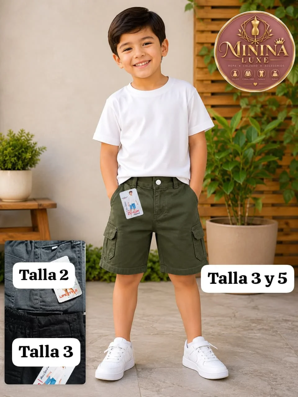 Pantaloneta gabardina cargo
