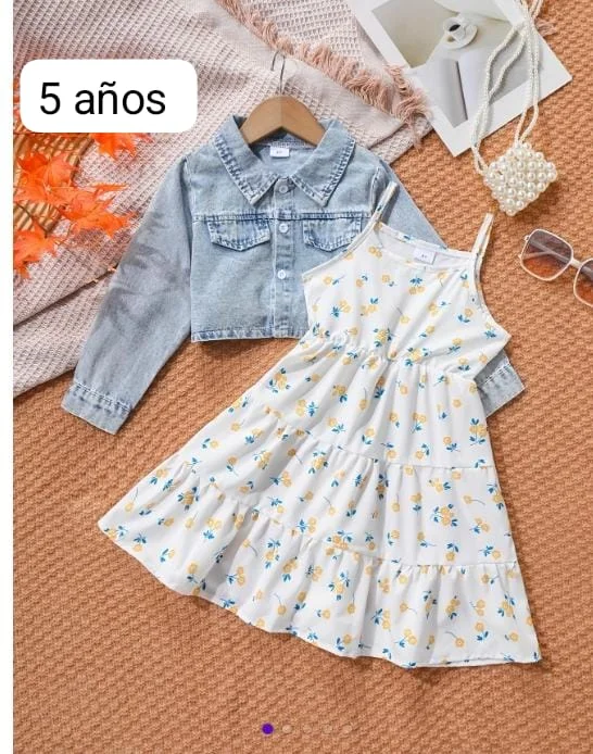 Conjunto de Vestido y chaqueta mezclilla