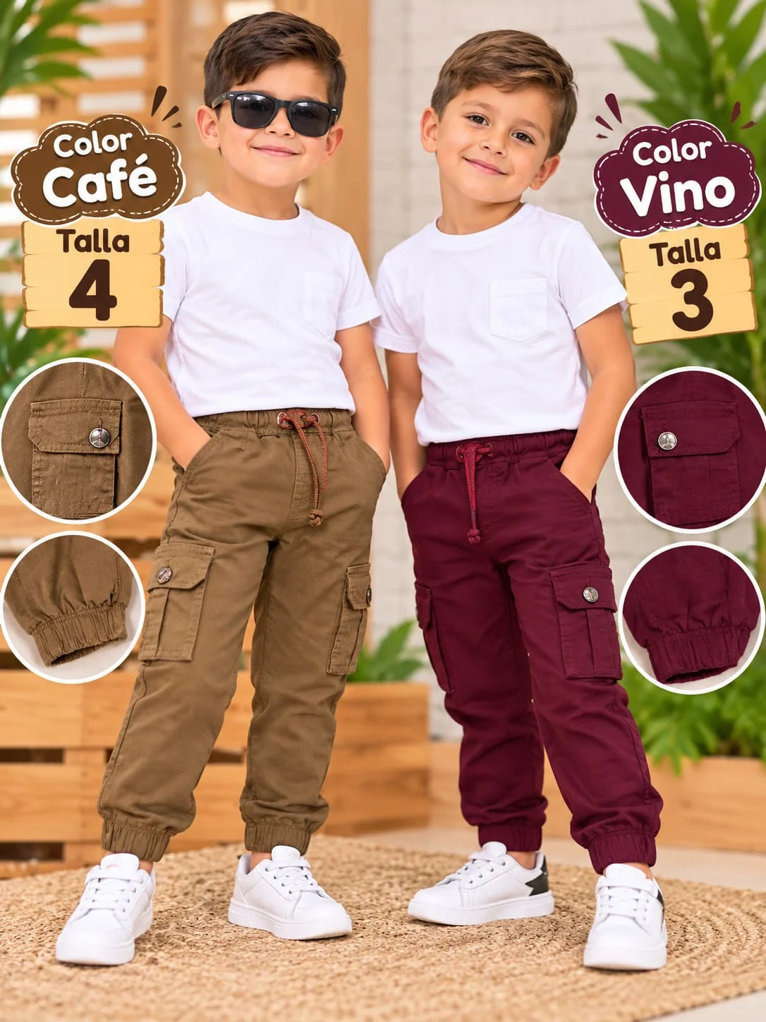 Pantalón gabardina puño