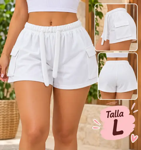 Short yacar cargo · Blanco