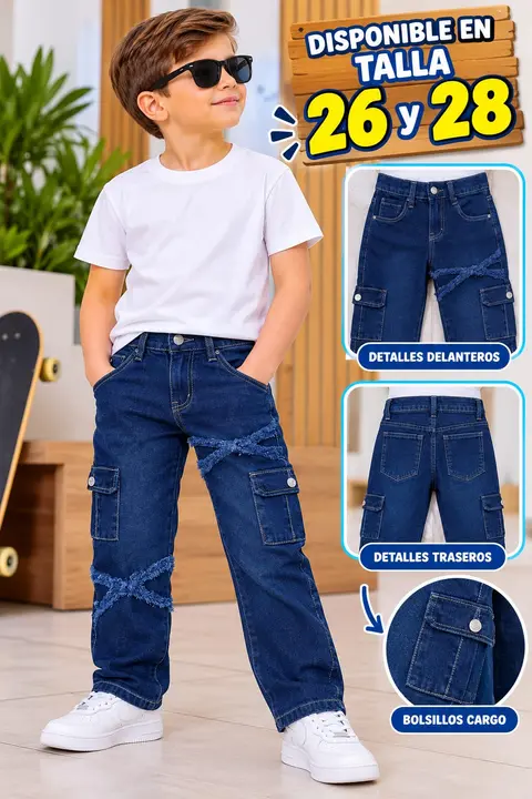 Pantalón cargo parche · Azul oscuro